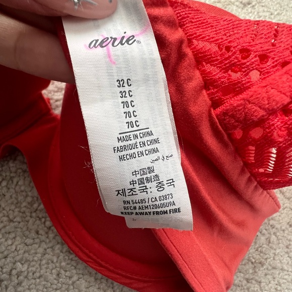 AERIE 32C CORAL LACE CRISSCROSS BACK PUSH UP BRA - Picture 3 of 4